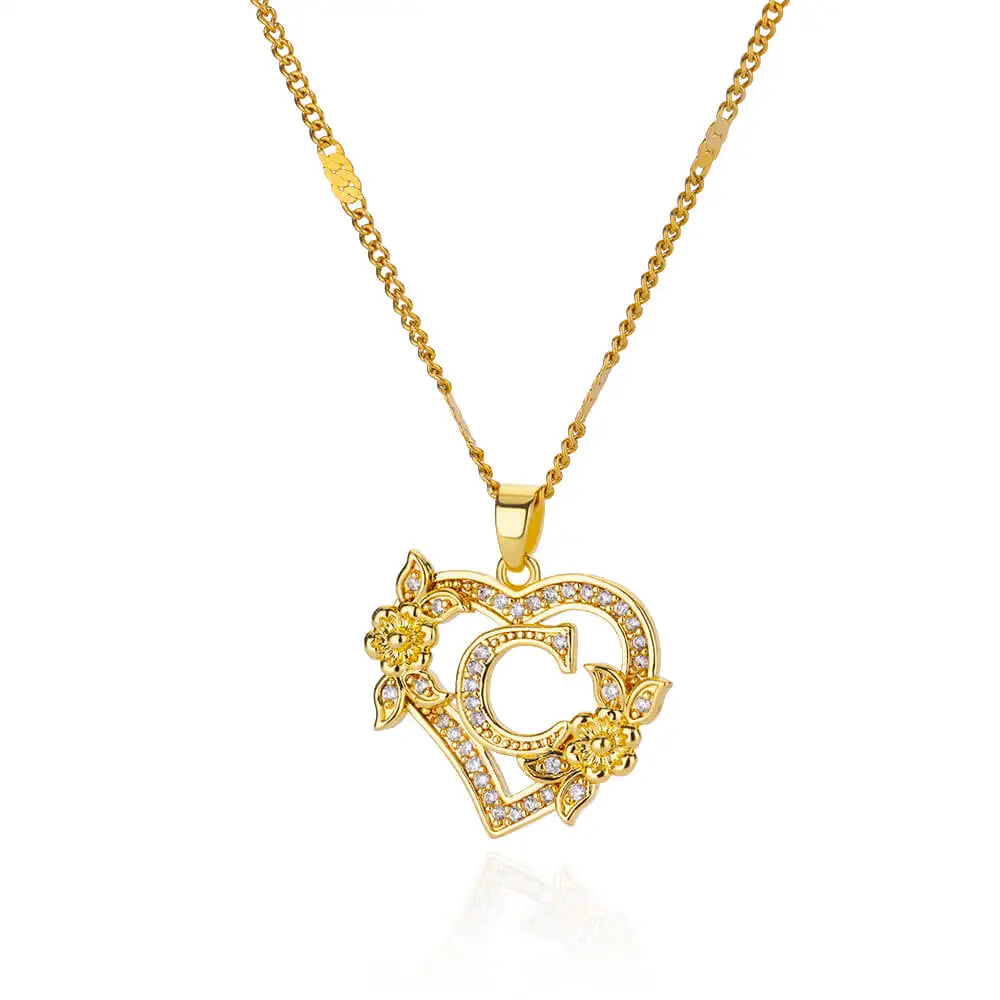 HEART INITIAL LETTER NECKLACE