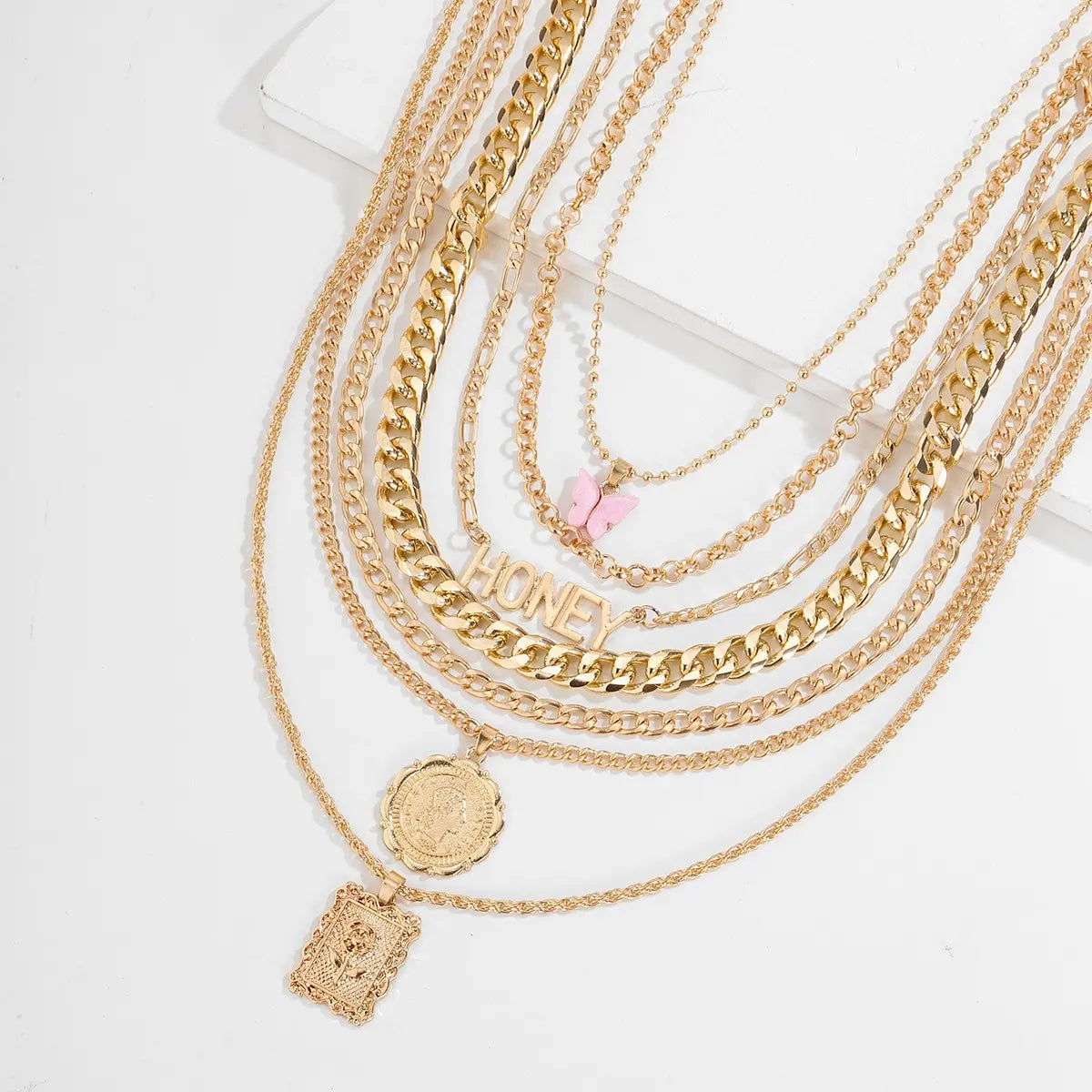 7PCS CHARM LAYERED NECKLACE