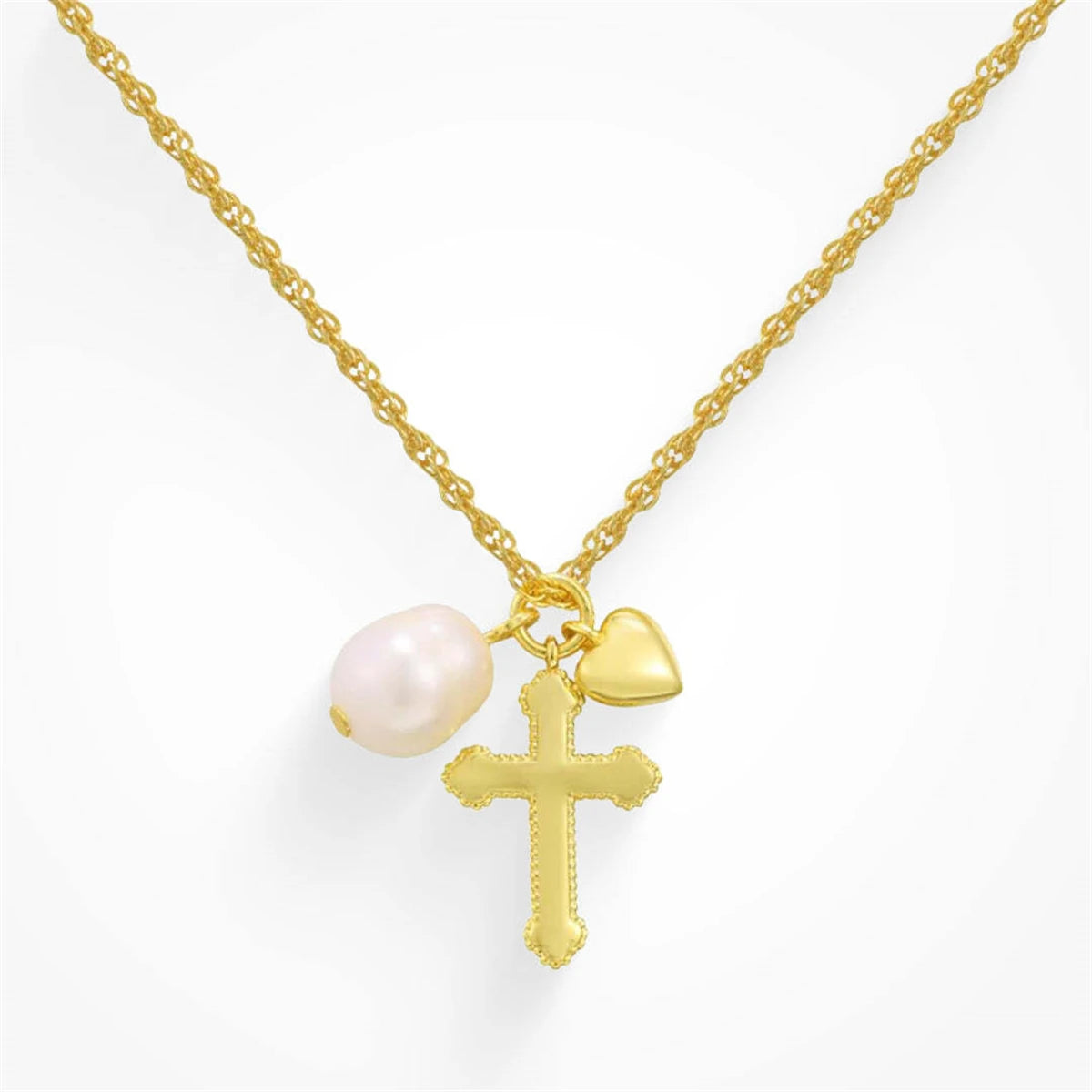 NATURAL CROSS PEARL NECKLACE