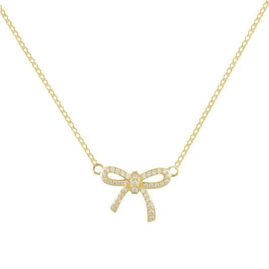 INLAID SWEET BOW NECKLACE
