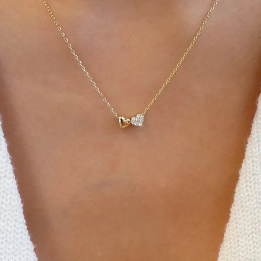 DOUBLE HEAERTS SMOOTH NECKLACE