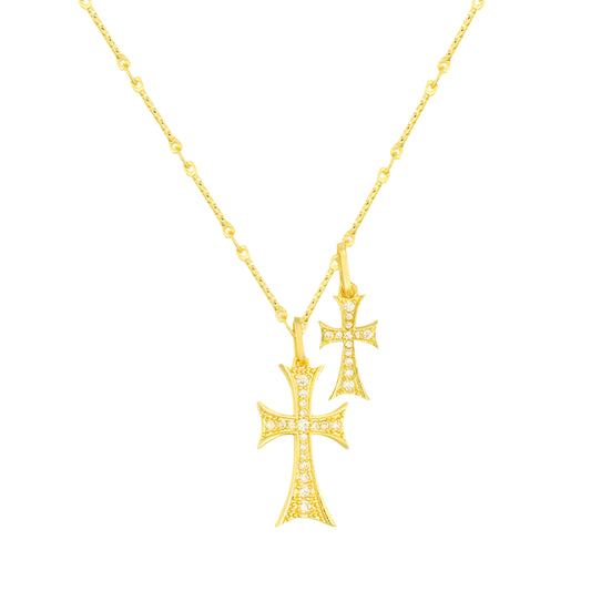 DOUBLE CROSS NECKLACE