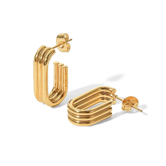THREE ROW STRIPED EARRINGS