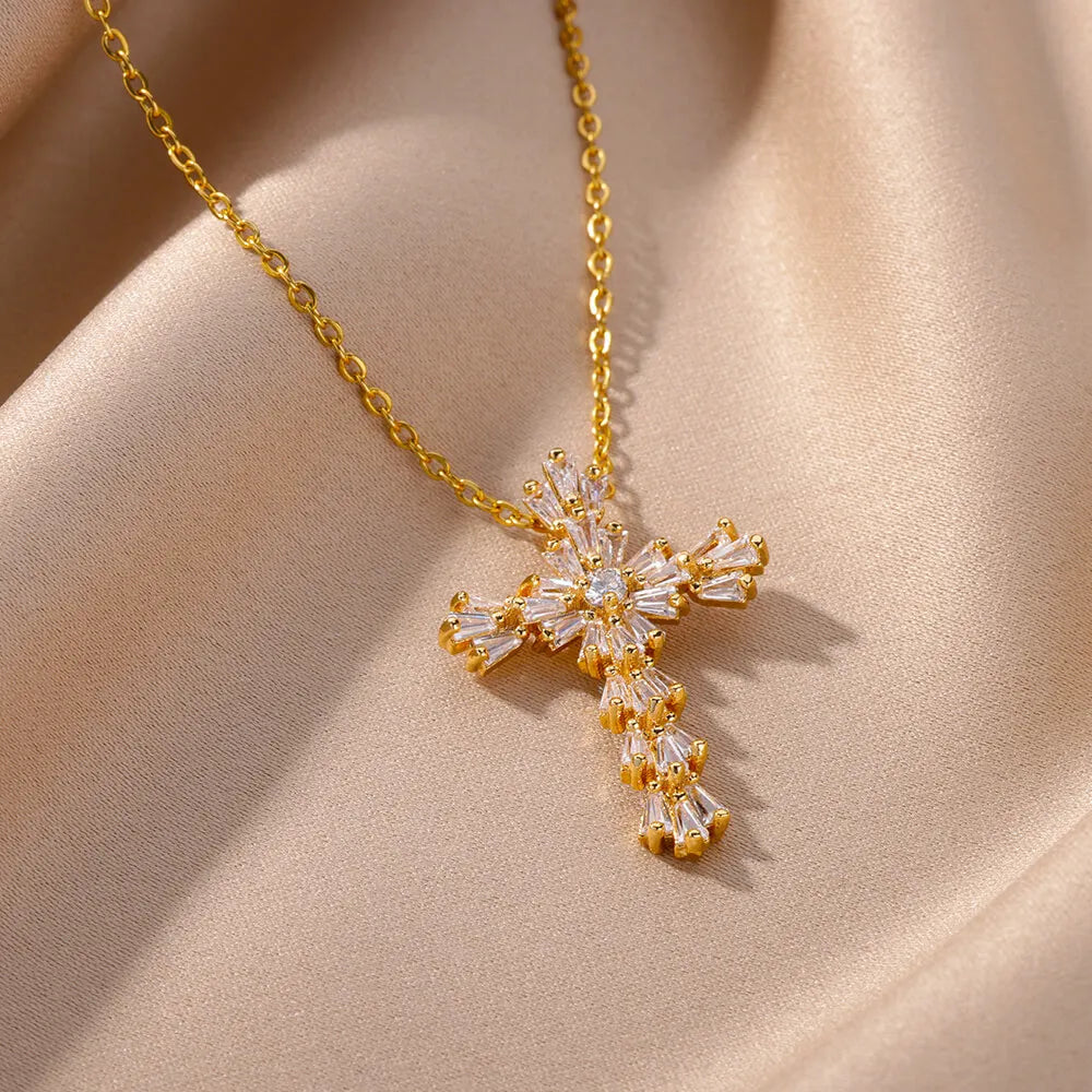 CUBIC CROSS NECKLACE