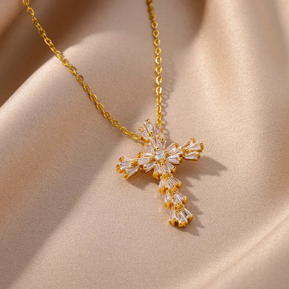 CUBIC CROSS NECKLACE