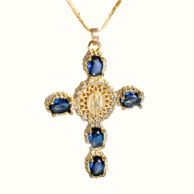 RAINBOW STONE CROSS NECKLACE