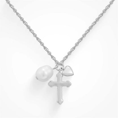 NATURAL CROSS PEARL NECKLACE