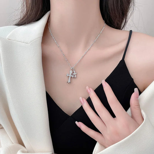 DOUBLE CROSS NECKLACE