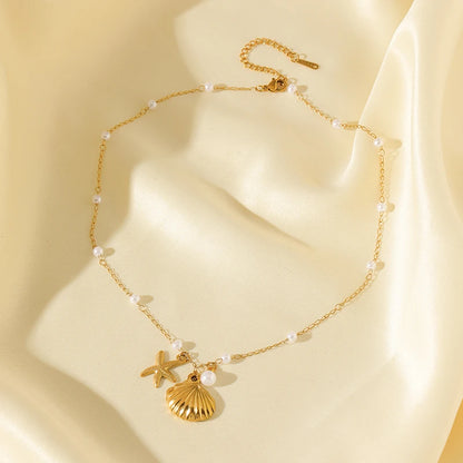 STARFISH SHELL PEARL NECKLACE