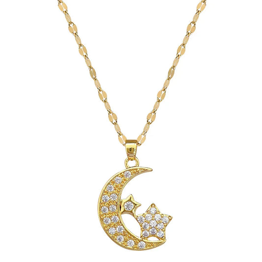 MOON AND STAR SHINY NECKLACE