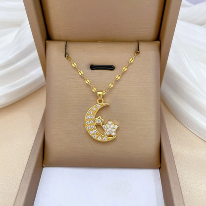 MOON AND STAR SHINY NECKLACE