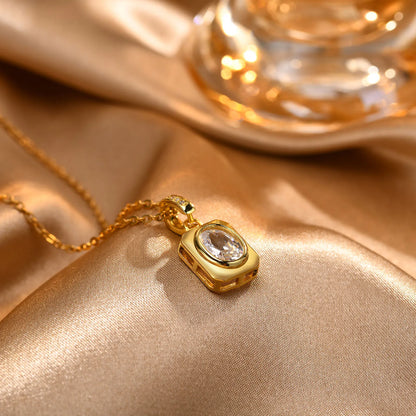 OVAL CUBIC STONE NECKLACE