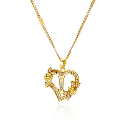HEART INITIAL LETTER NECKLACE