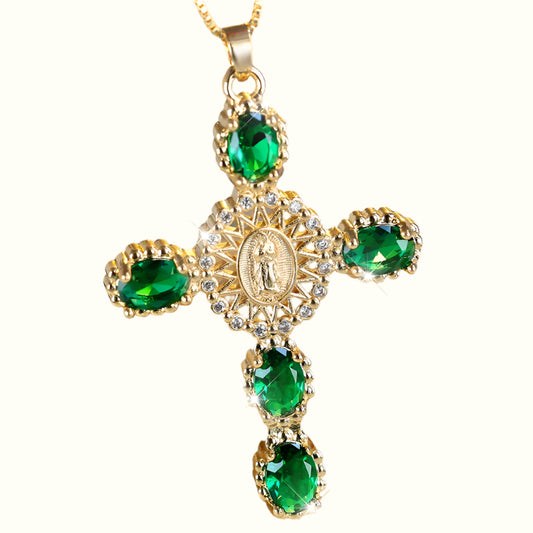 RAINBOW STONE CROSS NECKLACE