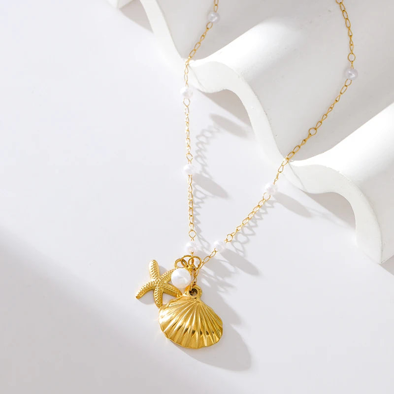STARFISH SHELL PEARL NECKLACE