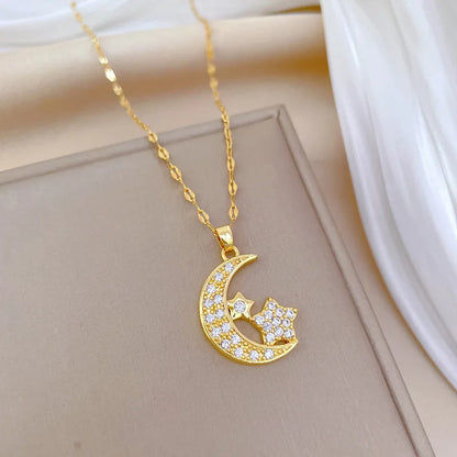 MOON AND STAR SHINY NECKLACE