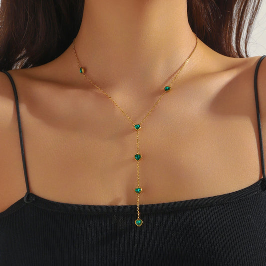 HEART SHAPED LONG FRINGE NECKLACE