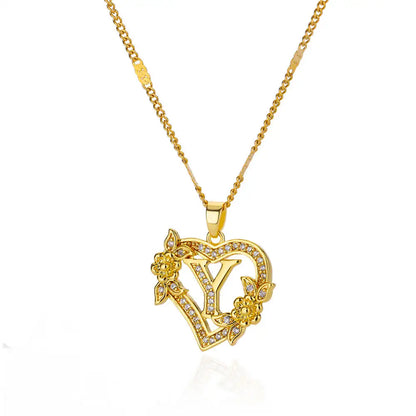 HEART INITIAL LETTER NECKLACE