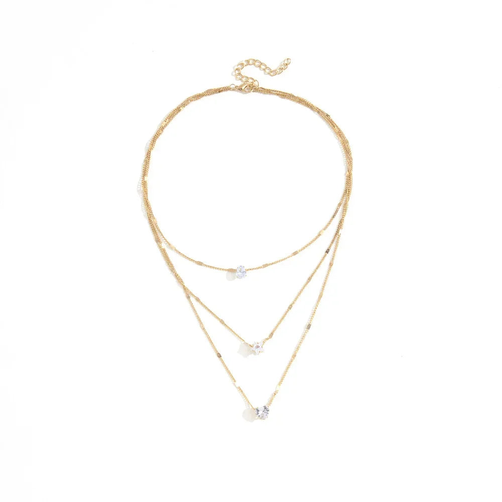 3PCS LOVE HEART STONE NECKLACE