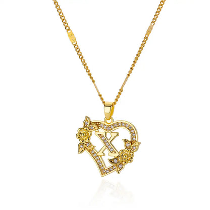 HEART INITIAL LETTER NECKLACE
