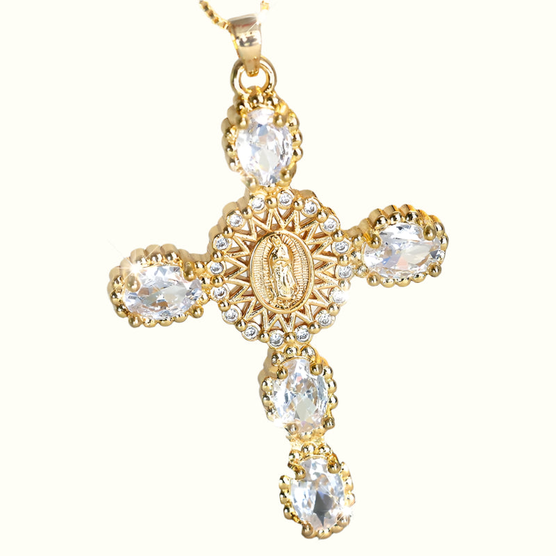 RAINBOW STONE CROSS NECKLACE