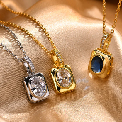 OVAL CUBIC STONE NECKLACE