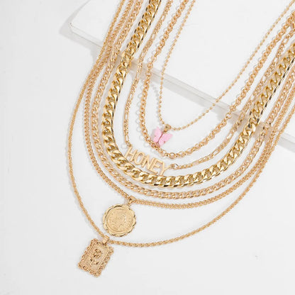 7PCS CHARM LAYERED NECKLACE