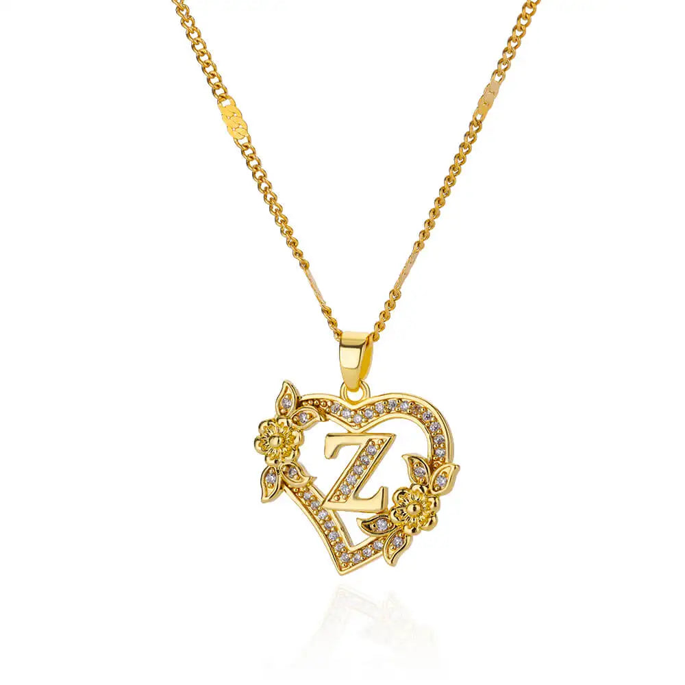 HEART INITIAL LETTER NECKLACE