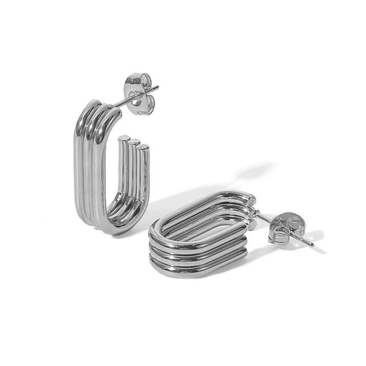 THREE ROW STRIPED EARRINGS