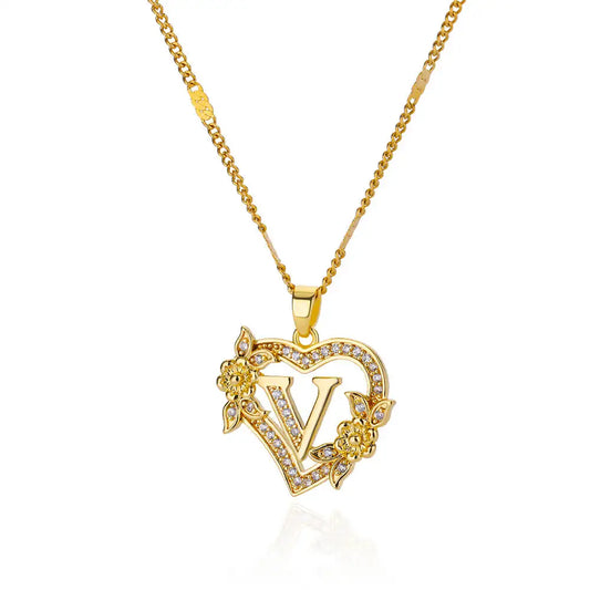 HEART INITIAL LETTER NECKLACE