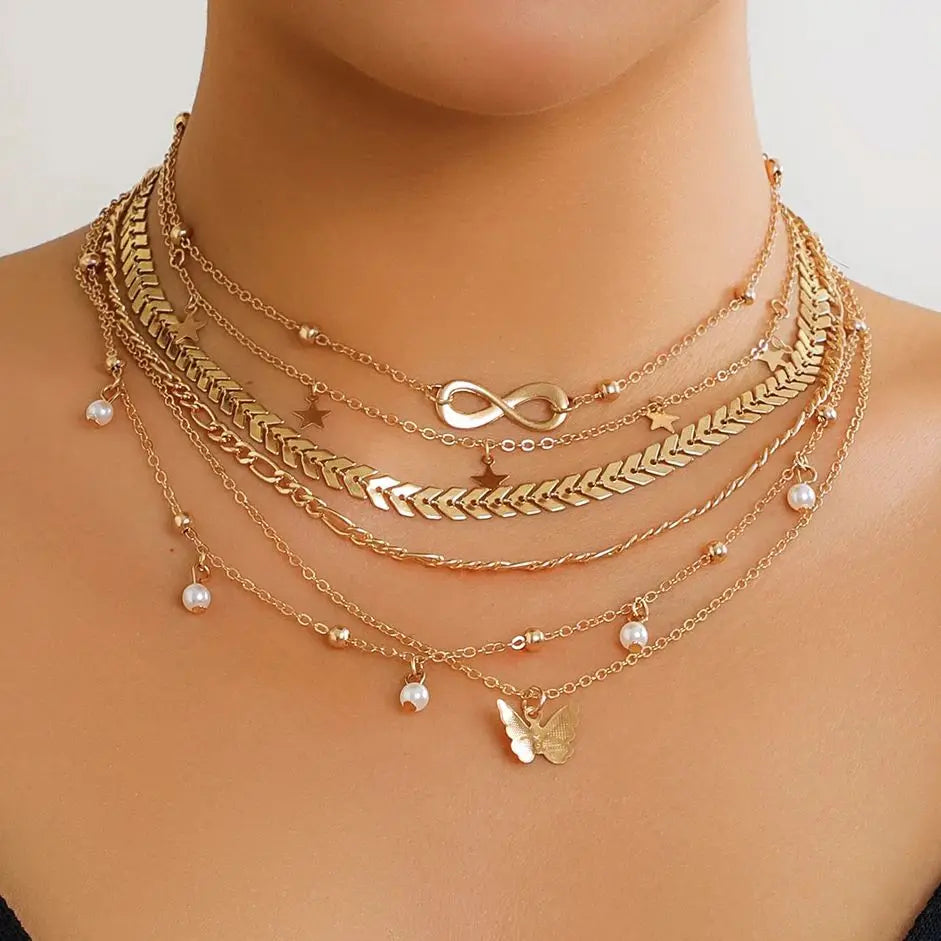 6PCS BOHO PEARL NECKLACE