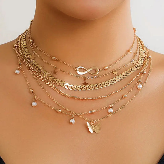 6PCS BOHO PEARL NECKLACE
