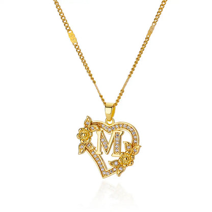 HEART INITIAL LETTER NECKLACE