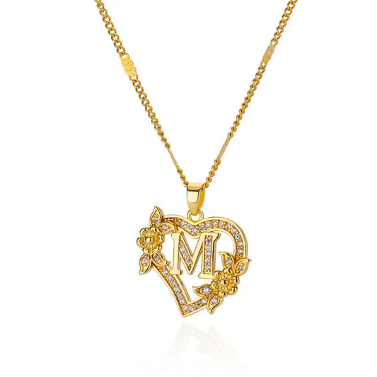 HEART INITIAL LETTER NECKLACE