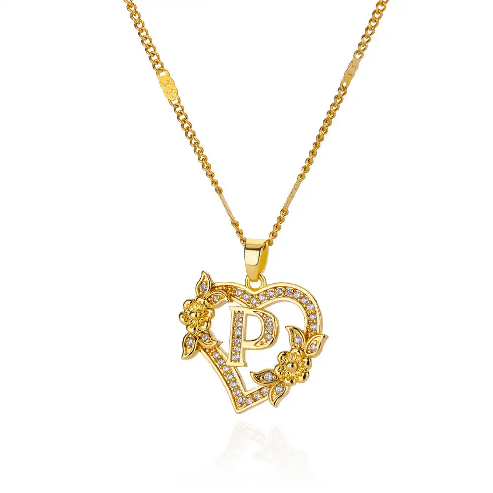 HEART INITIAL LETTER NECKLACE