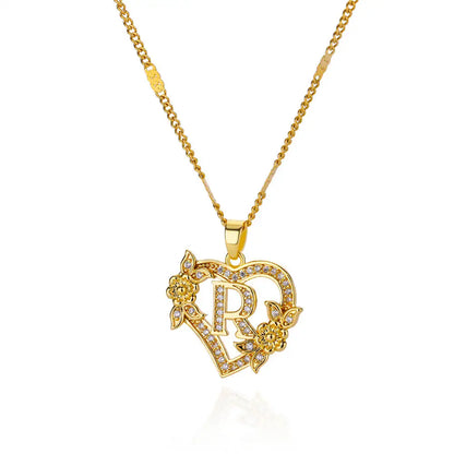 HEART INITIAL LETTER NECKLACE