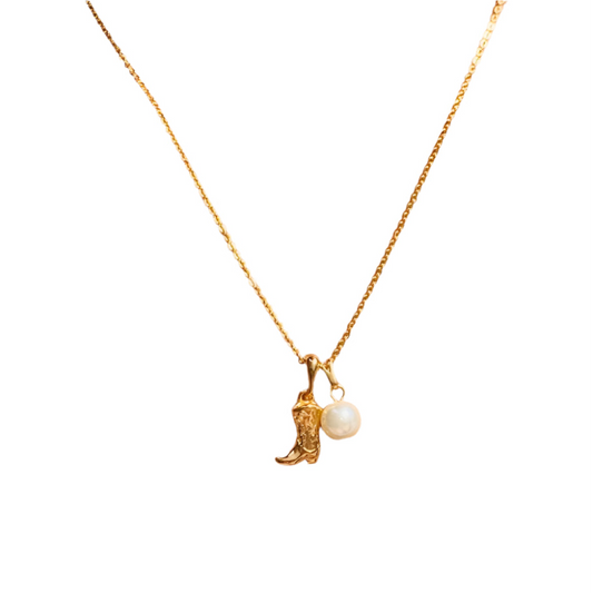 COWBOY BOOT PEARL NECKLACE