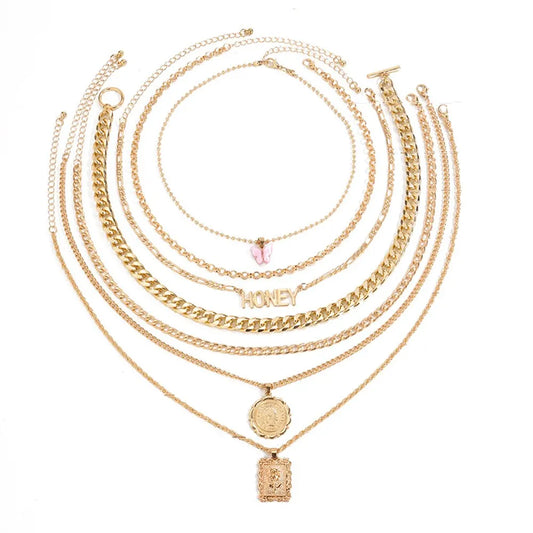 7PCS CHARM LAYERED NECKLACE