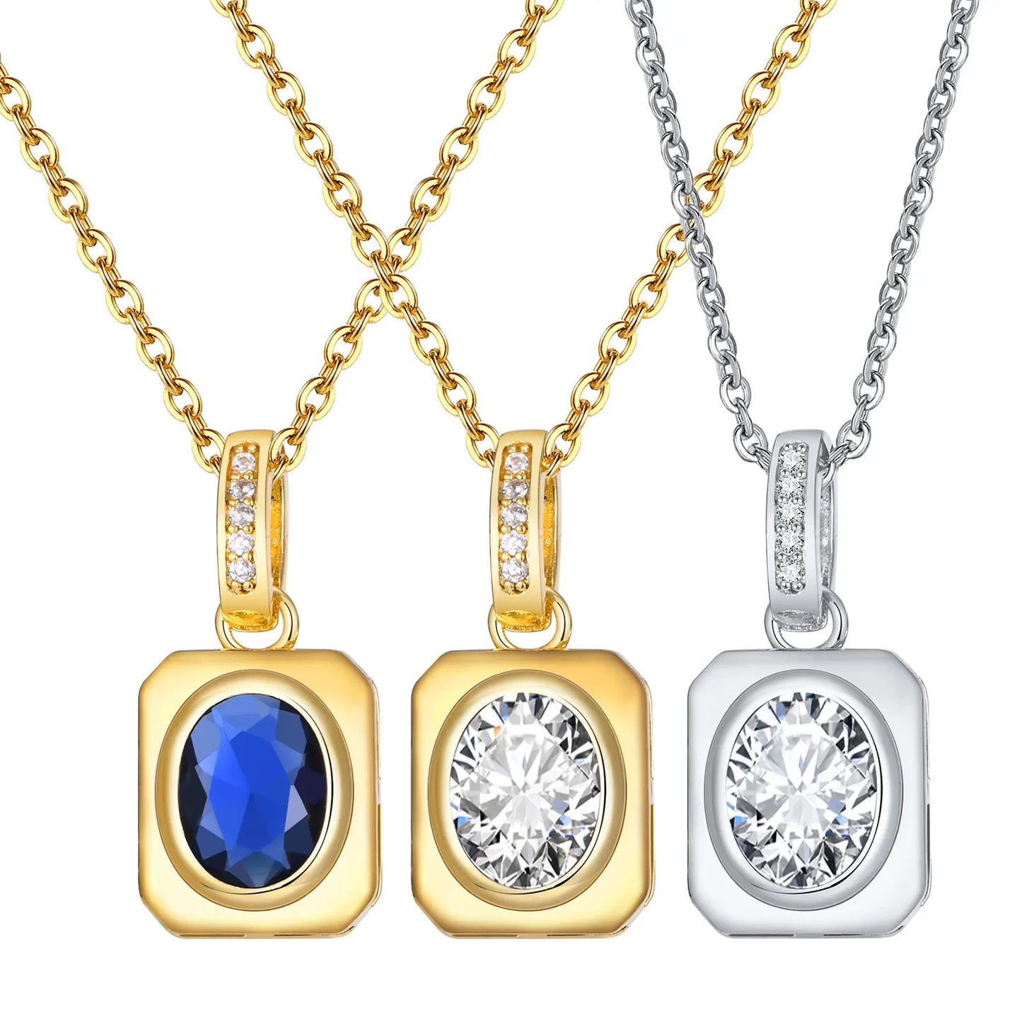 OVAL CUBIC STONE NECKLACE