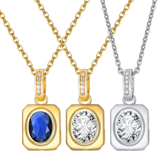 OVAL CUBIC STONE NECKLACE