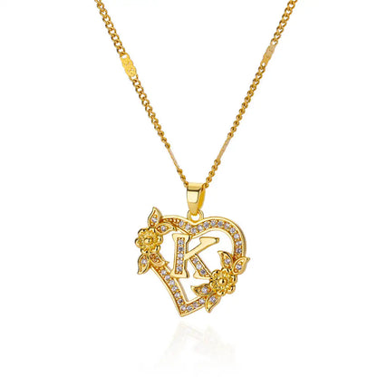 HEART INITIAL LETTER NECKLACE
