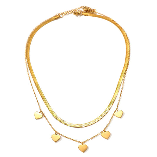 SNAKE BONE HEART NECKLACE